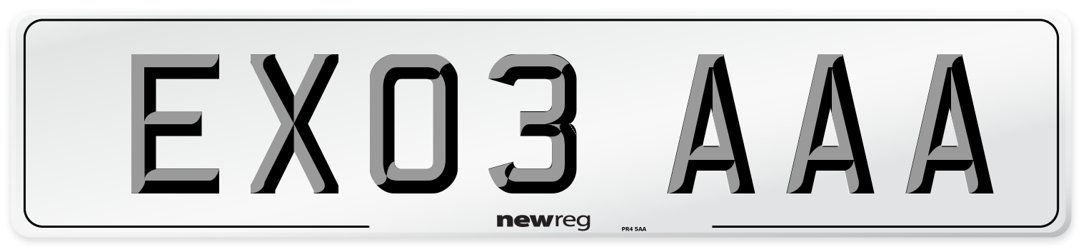 EX03 AAA Number Plate from New Reg
